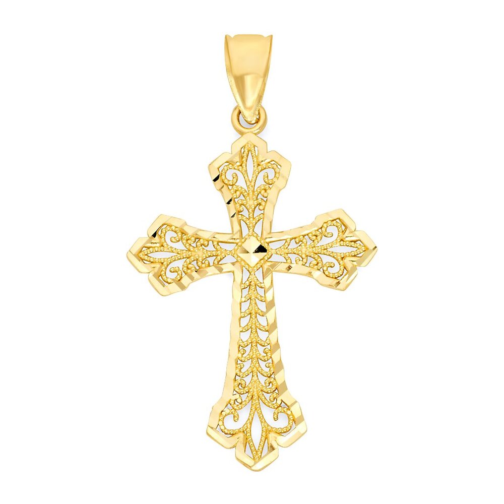 Solid 10k Gold Cross Pendant - Religious Jewelry Cross Gifts